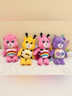 Care Bears Rainbow & Bee Plush Set - Pink, Yellow, Purple
